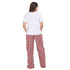 Ensemble pyjama d'été femme, T-shirt blanc cassé + Pantalon à Carreaux bleu foncé X rouge