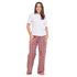 Ensemble pyjama d'été femme, T-shirt blanc cassé + Pantalon à Carreaux bleu foncé X rouge