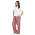 Ensemble pyjama d'été femme, T-shirt blanc cassé + Pantalon à Carreaux bleu foncé X rouge