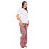 Ensemble pyjama d'été femme, T-shirt blanc cassé + Pantalon à Carreaux bleu foncé X rouge
