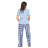 Ensemble pyjama d'été femme, T-shirt bleu clair + Pantalon à Carreaux bleu clair X pétrole