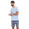 Ensemble pyjama été homme T-shirt bleu clair + Short à Carreaux bleu clair X bleu