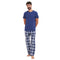 Ensemble pyjama été homme T-shirt bleu clair + Pantalon à Carreaux bleu clair X bleu