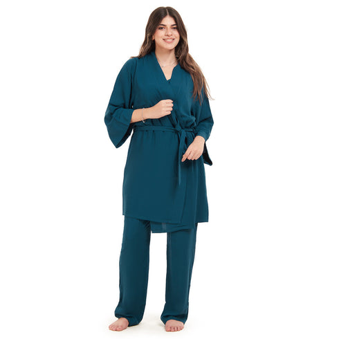 Ensemble pyjama d'été femme kimono pétrole
