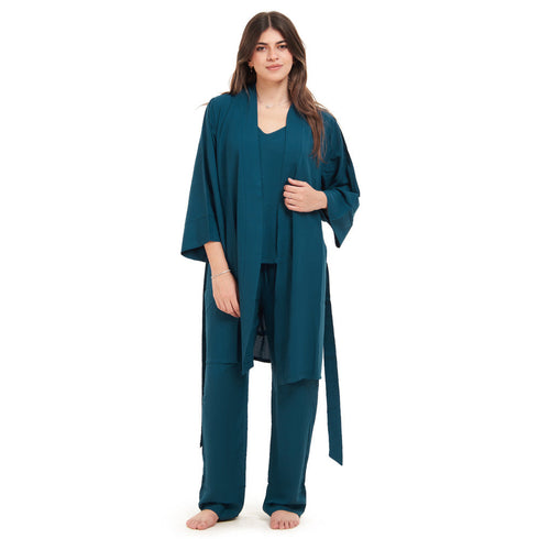 Ensemble pyjama d'été femme kimono pétrole