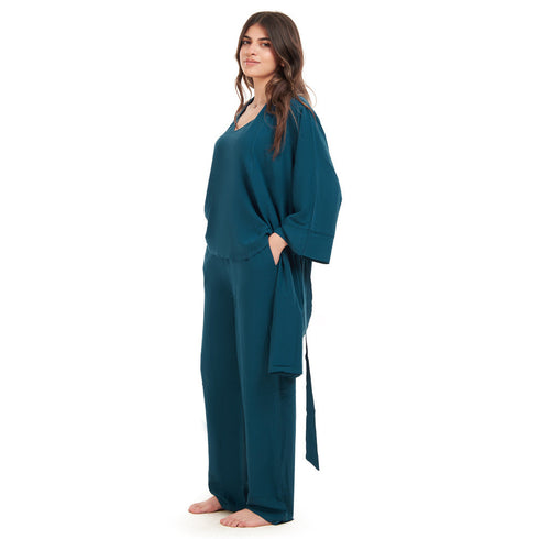 Ensemble pyjama d'été femme kimono pétrole