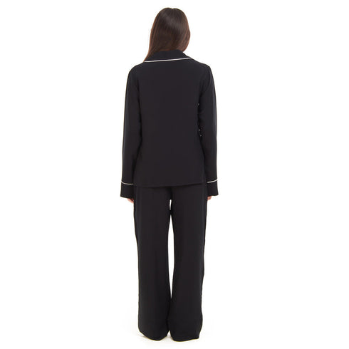 Ensemble pyjama d'été femme boutonné Noire