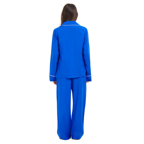 Ensemble pyjama d'été femme boutonné bleu roi