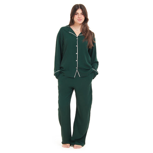 Ensemble pyjama d'été femme boutonné Verte