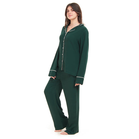 Ensemble pyjama d'été femme boutonné Verte