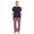 Ensemble pyjama été homme T-shirt bleu foncé + Pantalon à Carreaux bleu foncé X rouge