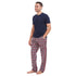 Ensemble pyjama été homme T-shirt bleu foncé + Pantalon à Carreaux bleu foncé X rouge