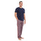 Ensemble pyjama été homme T-shirt bleu foncé + Pantalon à Carreaux bleu foncé X rouge