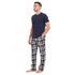 Ensemble pyjama été homme T-shirt bleu foncé + Pantalon à Carreaux bleu foncé * blanc