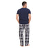 Ensemble pyjama été homme T-shirt bleu foncé + Pantalon à Carreaux bleu foncé * blanc