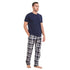 Ensemble pyjama été homme T-shirt bleu foncé + Pantalon à Carreaux bleu foncé * blanc