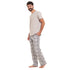 Ensemble pyjama été homme T-shirt gris + Pantalon à Carreaux gris