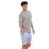 Ensemble pyjama été homme T-shirt Gris Clair + Short à Carreaux Indigo x Blanc