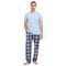 Ensemble pyjama été homme T-shirt bleu clair + Pantalon à Carreaux bleu clair X bleu