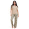 Ensemble pyjama d'été femme, T-shirt beige + pantalon pastel