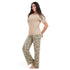 Ensemble pyjama d'été femme, T-shirt beige + pantalon pastel
