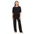 Ensemble pyjama d'été femme, T-shirt court + pantalon ,Noir