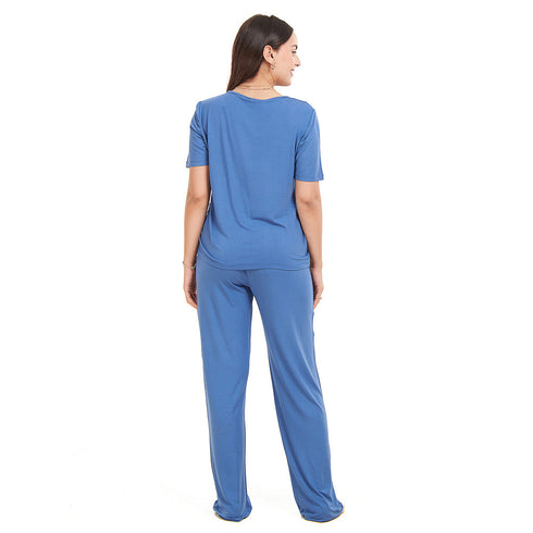 Ensemble pyjama d'été femme T-shirt pétrole + pantalon