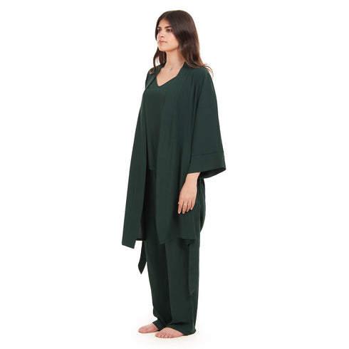 Ensemble pyjama d'été femme kimono vert