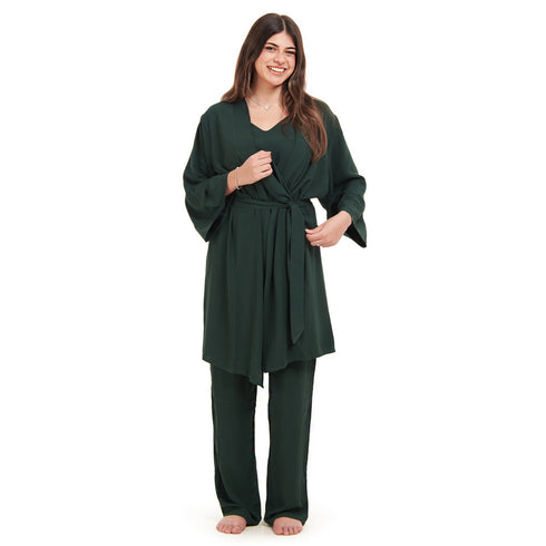 Ensemble pyjama d'été femme kimono vert