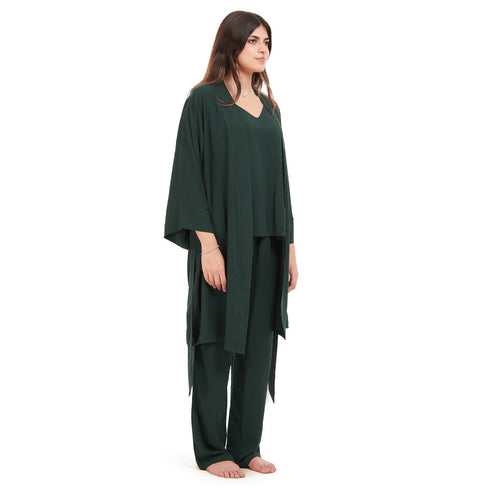 Ensemble pyjama d'été femme kimono vert