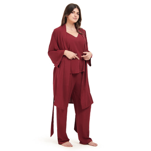 Ensemble pyjama d'été femme kimono rouge