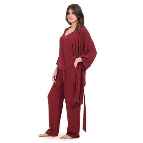 Ensemble pyjama d'été femme kimono rouge