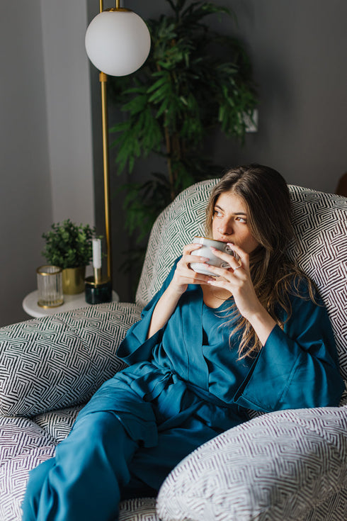 Ensemble pyjama d'été femme kimono pétrole