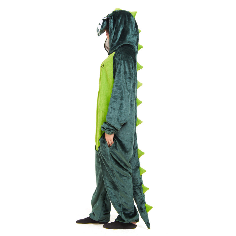 Pyjama dinosaure vert foncé adulte main image 0